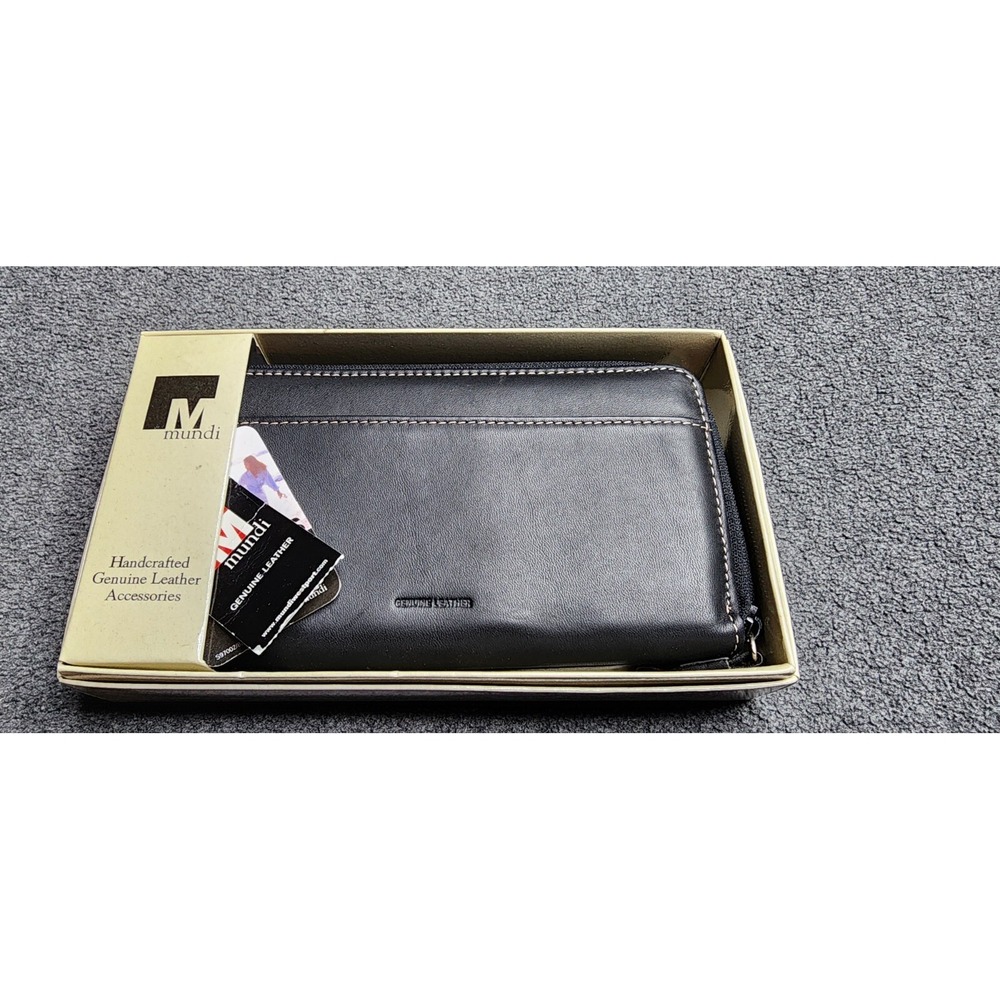 Mundi Black Wallet Credit Card Photo Receipts Coupons Cash Holder Safe Keeper